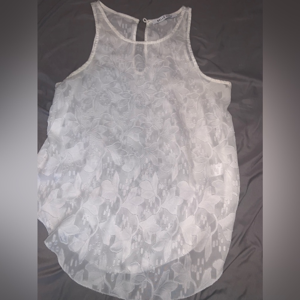 WHITE SHEER FLORAL TOP